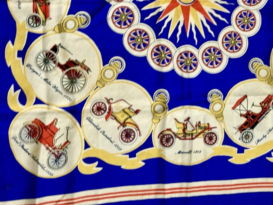 "Bufanda de seda rara Echo años 40 de colección vehículos de colección-caja Saks Fifth Avenue-32x32""" Foto 2 de 4