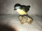 Wooden Yellow Grey Wagtail Bird on Natural Wood Base Collectible Nature Decor — photo 10