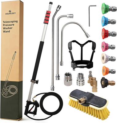 #ad 24 FT Telescoping Pressure Washer Wand Power Washer Extension Wand with Brush H $204.85