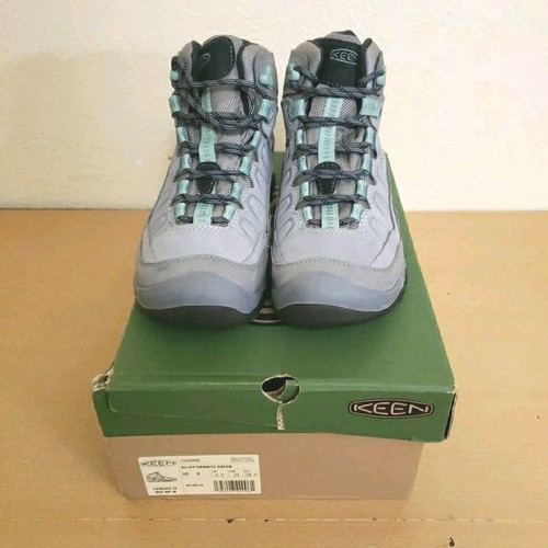 New KEEN Dry Womens 8W Targhee IV Mid Waterproof Hiking Boots Gray Green 1028989 - Picture 2 of 16