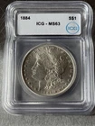 1884 Morgan Silver Dollar $1 ICG MS63 Uncirculated Philadelphia 0.9 Silver Coin