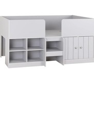 Low Sleepr Kids Bed Frames - Single Bed with Storage Grey 3ft, 2 Doors & Shelves