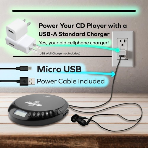 Portable CD Player with Headphones, FM Radio, MP3 Compatibility, LCD Display ... - Picture 8 of 8