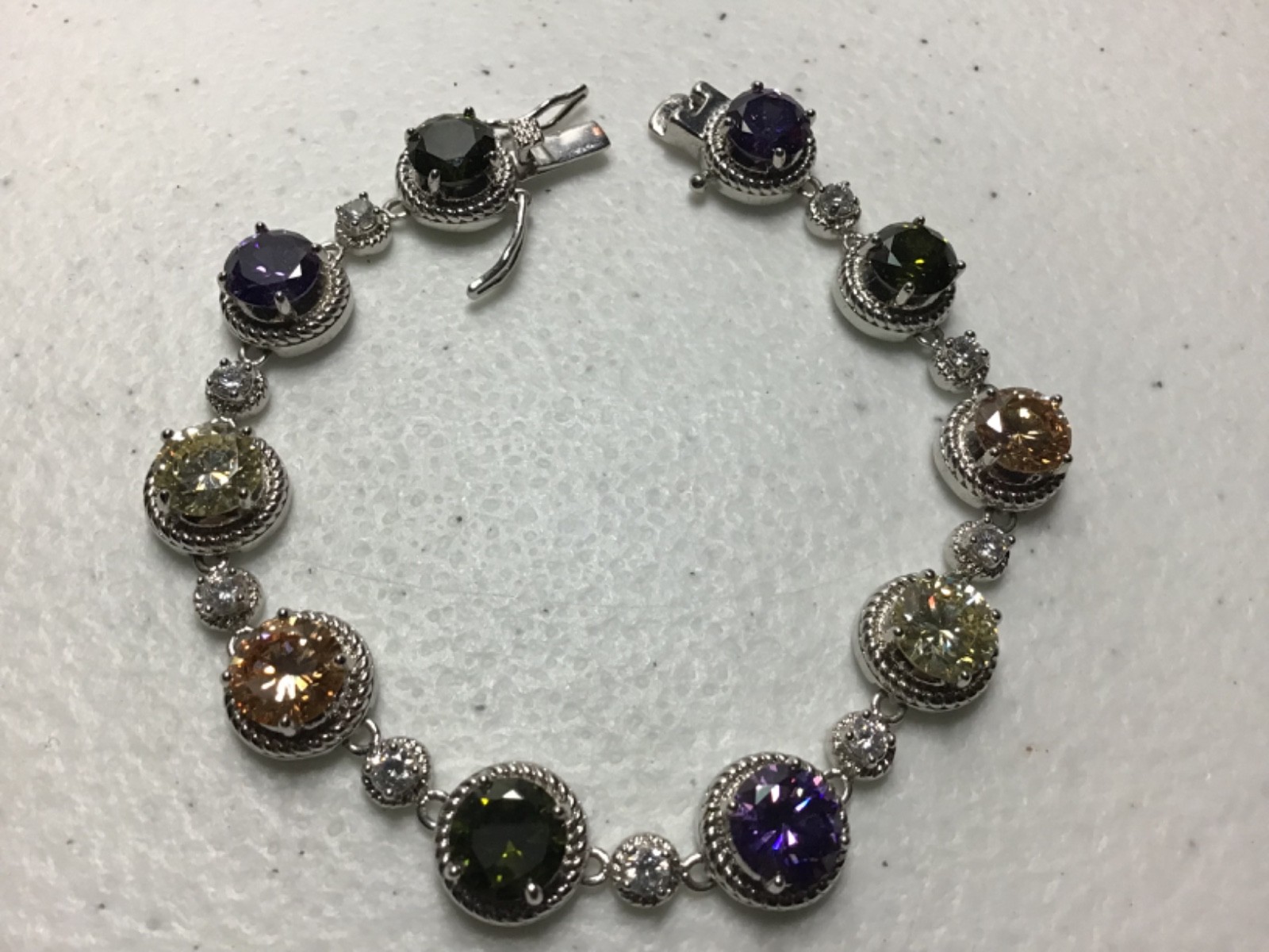 PRETTY SILVERTONE MULTICOLOR RHINESTONE TENNIS 7.… - image 3