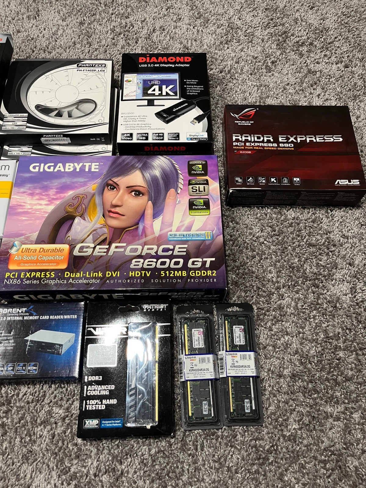 Brand NEW Vintage Lot of Computer Hardware NVIDIA VIPER Kingston Asus Raidr PCIe