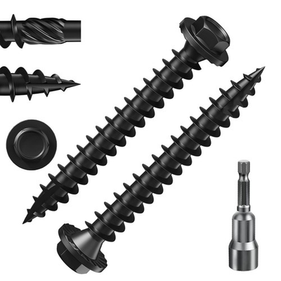 #ad 43 PCS 1 LB #12 x 2 Inch Black Hex Exterior Lag Screws 5.5x50mm Wood Washer $17.45