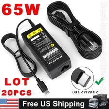 LOT 20Pcs 65W USB C Laptop Charger Adapter for Lenovo Dell Acer ASUS MacBook Pro
