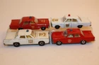 4 Vintage 1960's - 1970's Matchbox Lesney Cars FORD MERCURY POLICE FIRE CHIEF