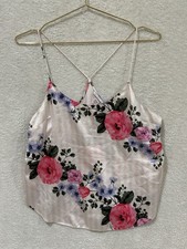 Victoria's Secret Floral Stripes Satin Cami Tank Multicolor Medium Racerback