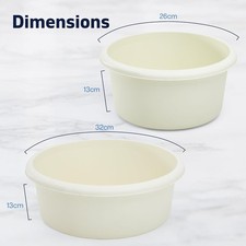Plastic Circular Washing Up Bowl for Kitchen Basin Sink Round Small Large Bowl