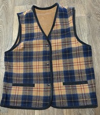 VTG Pendleton Vest Mens Wool Western Wear Reversible Corduroy Buttons Plaid Lrg