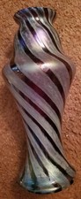 RARE ANTIQUE Austrian LOETZ Iridescent Swirled Glass Vase 12.5"H