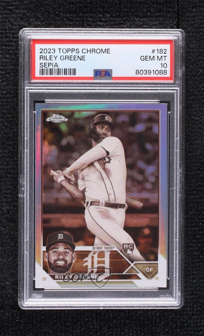 2023 Topps Chrome Sepia Refractor Riley Greene #182 PSA 10 GEM MT Rookie RC 16hr
