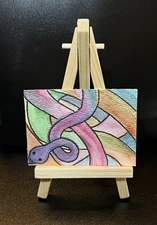 ACEO Original Painting Watercolor Rainbow Snake Art Card