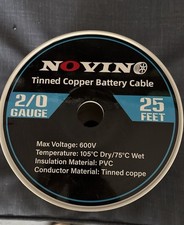 2 AWG Tinned Copper Marine Battery Cable,600V 2 Gauge 25ft Marine Grade Prima...