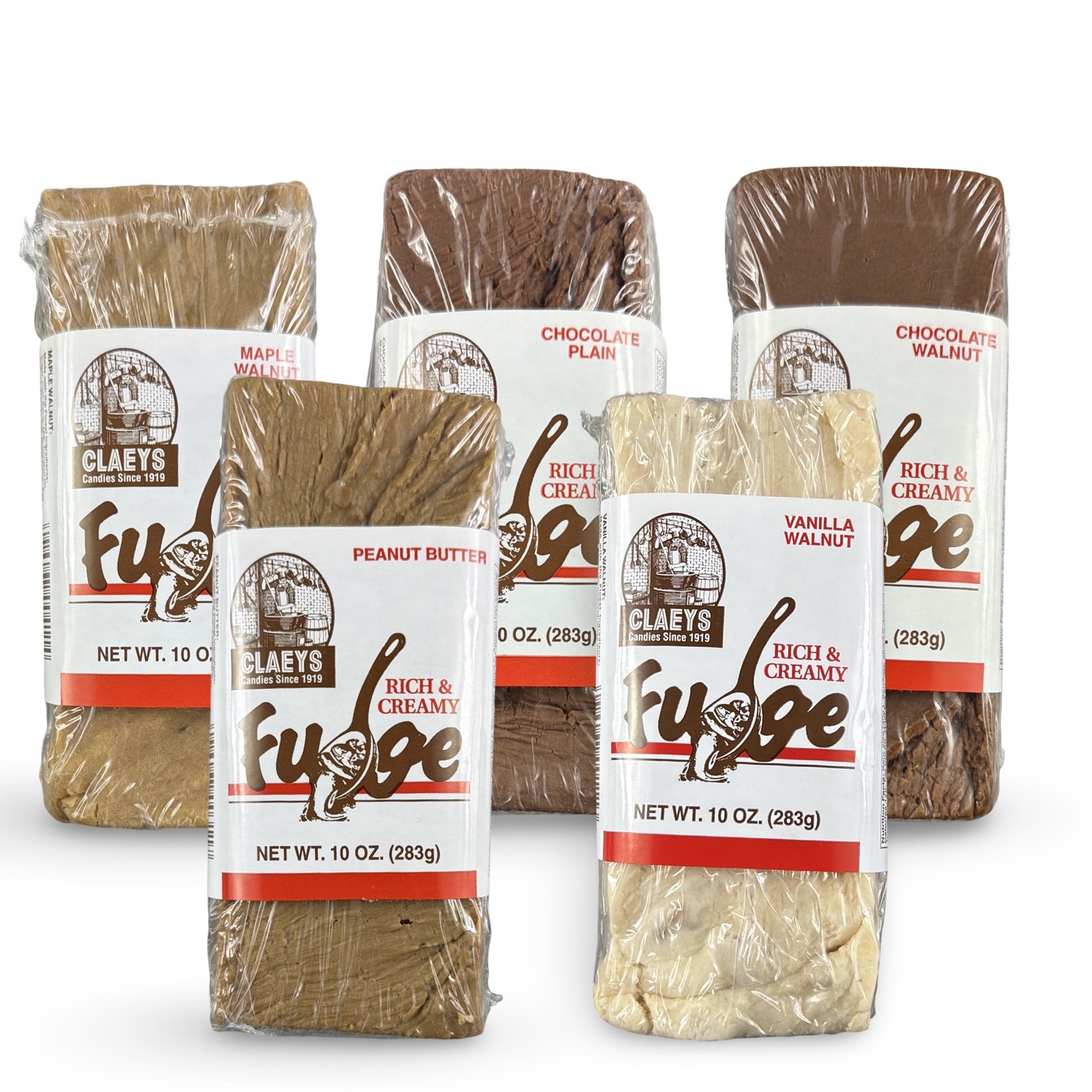 Claeys Rich & Creamy Fudge - Enorme ladrillo de 10 oz | Elige chocolate, mantequilla de maní,