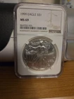 1999 $1 American Silver Eagle NGC MS69 Brown Label
