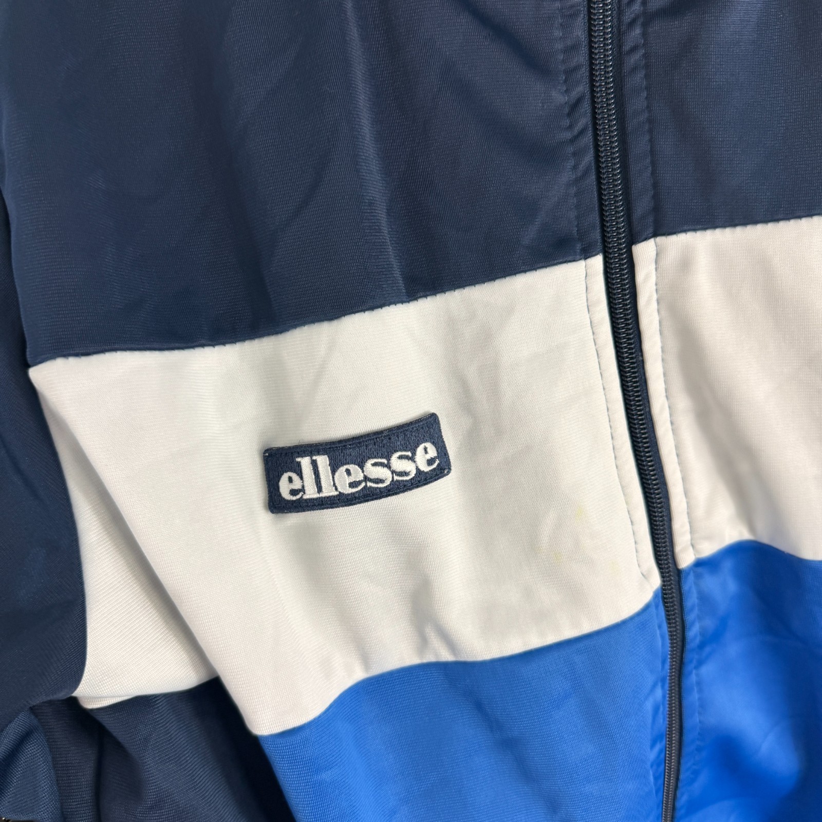 Vintage Ellesse 2000's Y2K Navy White Blue Colour Block Size Medium Track Jacket image 7