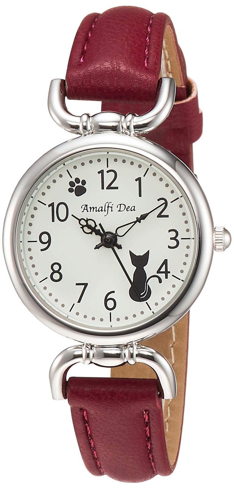 Waterproof Leather Watch Analog Alias Strap Design White Amalfidia Cat Dial - vintagewatches.pk