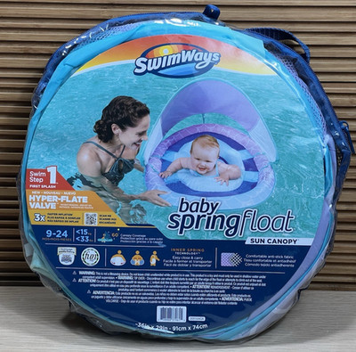 NEW Swimways Infant Baby Pool Float With Sun Canopy 9-24 Months Built-In Valve