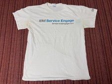MENS USED VINTAGE Y2K 2000S IBM COMPUTERS WHITE GRAPHIC SHIRT SIZE MEDIUM
