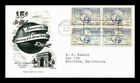 US COVER UNIVERSAL POSTAL UNION AIR MAIL FDC SCOTT C43 BLOCK OF 4 ARTMASTER