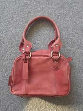 SADDLER Luxury Salmon Pink Real Leather Handbag Mini Satchel Grab Bag Silver HW