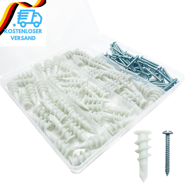 Schrauben 100 StüCk 20,3X3,8 Cm 34 Kg Set Trockenbau Selbstbohrende 50 DüBel-image