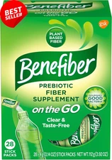 Prebiotic Fiber Supplement Powder 28 Sticks Unflavored Daily Digestive Support