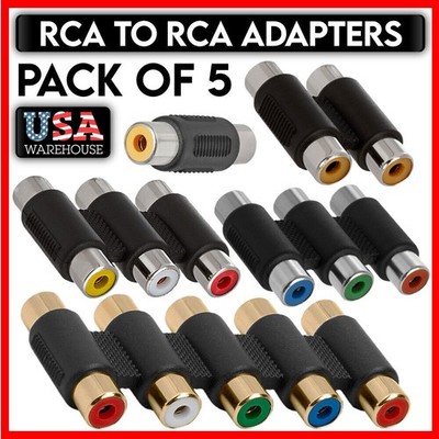 RCA Coupler 1 2 3 5 RCA Female Adapter Audio Video Connector Cable Joiner 5 PACK