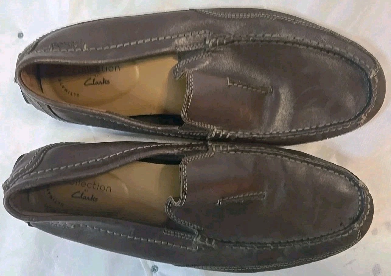 Clark's Men 9.5 Dark Brown Slip-On Loafers Ultimate Comfort