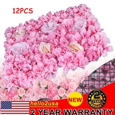12PCS Artificial Silk Flower Wall Panel Floral Backdrop Party Wedding Decoration
