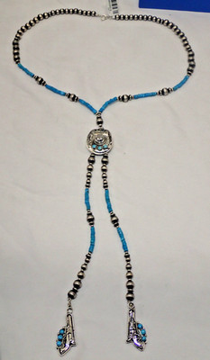 Chaco Canyon Dornröschen türkis Cowboyhut Lariat Halskette RB signiert 449 $