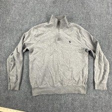 Polo Ralph Lauren Sweater Mens Medium Gray Quarter Zip Mock Neck Pullover
