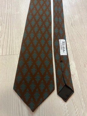 Vintage LANVIN Paris x Fein-Kaller Men's Silk Tie Brown Turquoise Jacquard NWOT