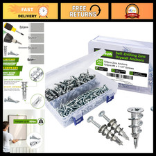 250pcs Metal Self-Drilling Drywall Anchors  Screws Kit - Heavy Duty Zinc Wall F