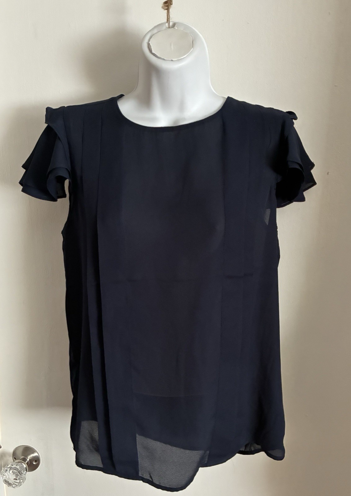 Philosophy Navy Blue Ruffle Sheer Basic Classic C… - image 1