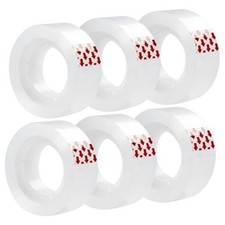 6 Rolls Clear Tape, Transparent Tape Refills for Dispenser, 1 Inch Core, 3/4