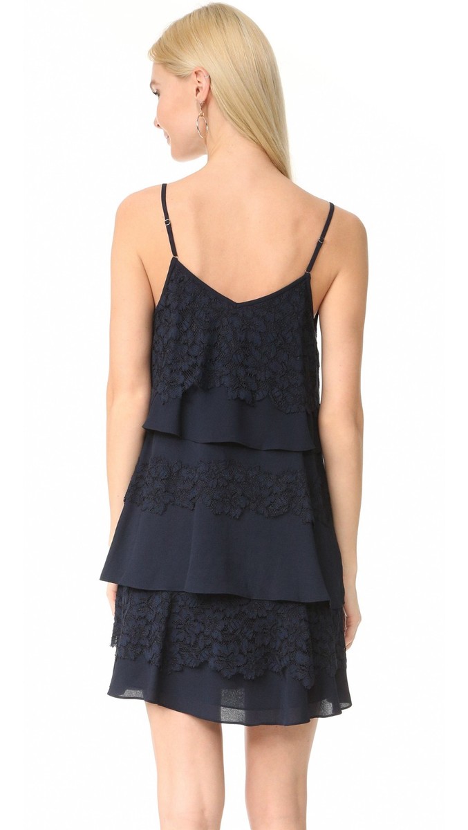 Diane Von Furstenberg DVF Livona Lace Dress Navy Blue SIZE 0 Tiered Layer |  eBay