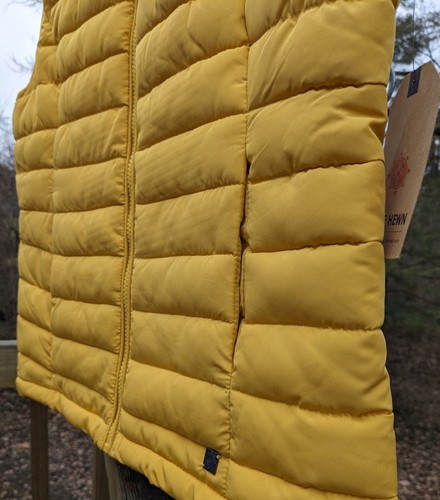 NEW Ruff Hewn Full Zip Puffer Vest Quilted Womens Small Yellow Gray Black Pocket - Picture 5 of 8