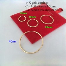 HOT 14K Yellow Gold Round Endless Hoop Earrings 1.5mm Tube Hoops Ear Rings