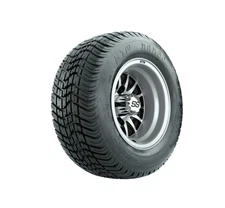 Set of 4 GTW 10" Machined & Black Golf Cart Wheels on 205/50-10 Street Tires