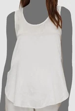 $60 PJ Harlow Women's White Jackie Silk Slit Pajama Tank Top Size X-Small