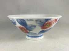Retro Japanese Multicolored Floral Print Small Porcelain Rice Bowl
