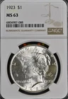 1923 Peace Silver Dollar 1$ - NGC MS63 -  BEAUTIFUL COIN!