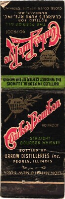 Clarke's Bourbon Rye Peoria IL Vintage Matchbook Cover 1950s Whiskey