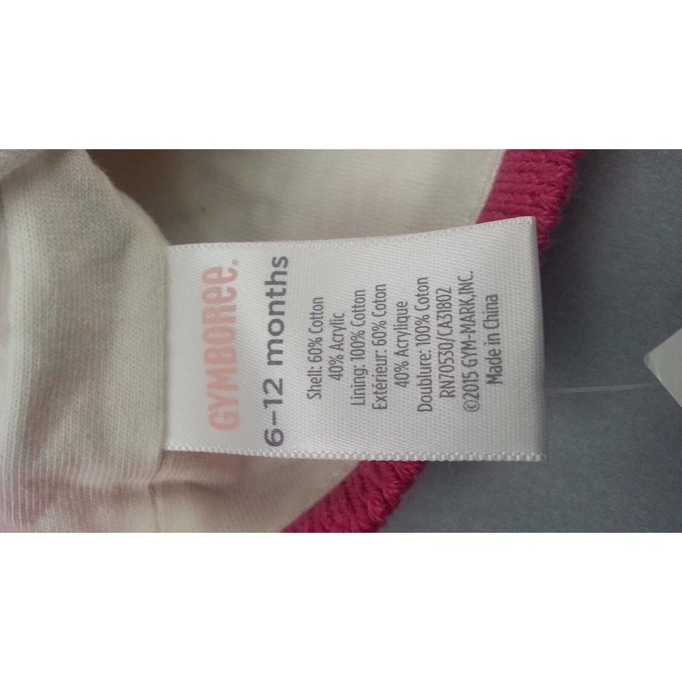 全新带标签 粉色条纹 针织 豆豆帽 帽子 Gymboree 帽子 婴儿 尺寸 6-12 个月 — 第 3/4 张图片