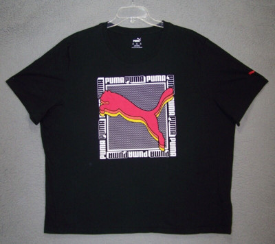 PUMA Shirt Adult 3XL Black Graphic Logo Big Cat Short Sleeve