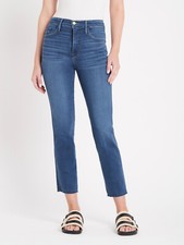 FRAME DENIM Le Pixie Sylvie Crop Raw Edge Jeans Denim Decades Blue 228 B255 G27