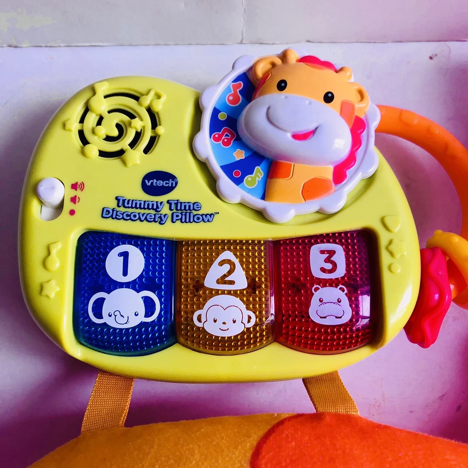 VTech Tummy Time Discovery Almohada Jirafa Bebé Peluche Animal Juguete Musical Foto 2 de 4